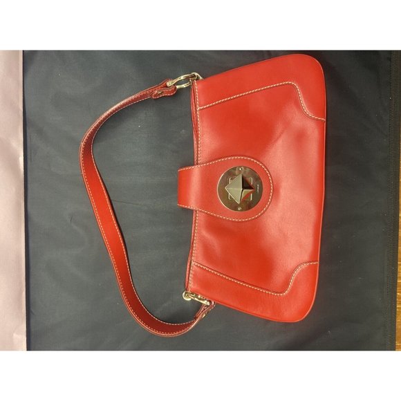 Sale kate spade~ Y2K leather short shoulder strap bag In Red Diamond Lock - Picture 6 of 16